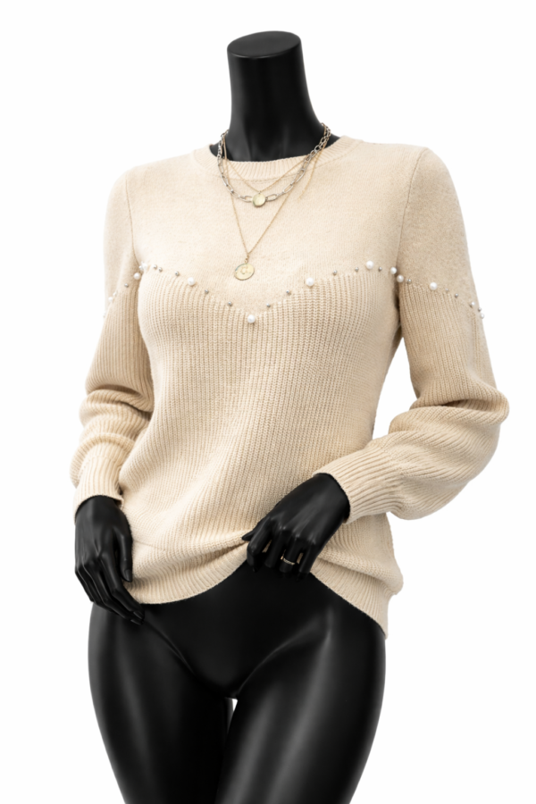 Cream Pearl Knit Sweater