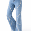 Rhinestone Strighet-Leg Jeanes