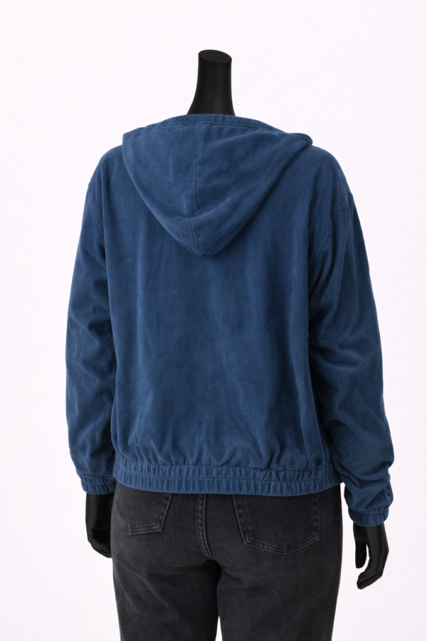 Relaxed Fit Teal Corduroy Zip Hoodie Jacket