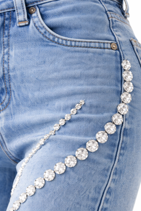 Rhinestone Strighet-Leg Jeanes