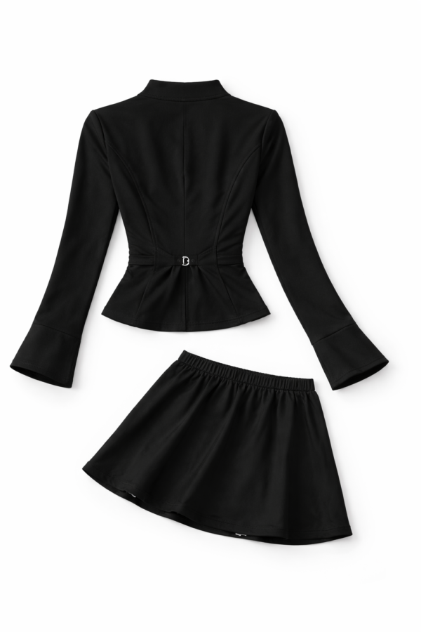 V-Neck Zip Top Mini Skirt Set