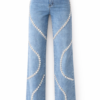 Rhinestone Strighet-Leg Jeanes