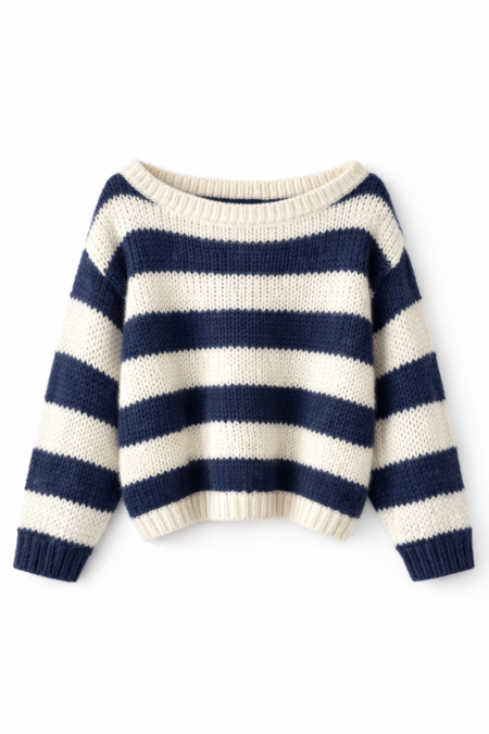 Striped Knit Pllover Sweater