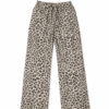 Womens High-Waisted leopard Print Wide-Leg Pants