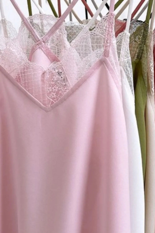 Womens Lace Trim Cami Top