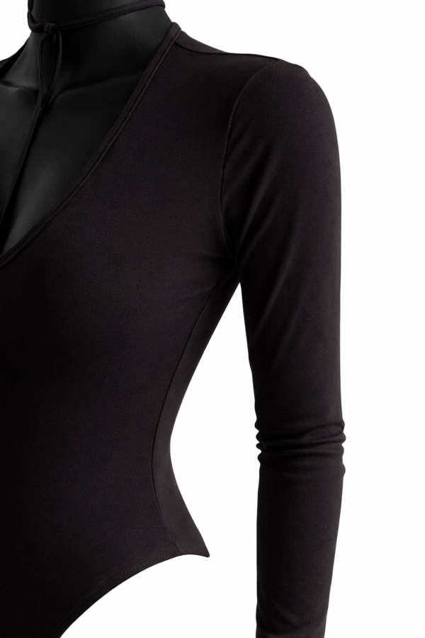 black long Sleeve Halter Bodysuit