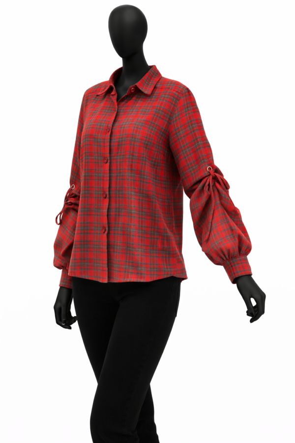 E4AFBE06-5B12-4CAB-A067-3DE8343CE553 Womens Loose Fit Plaid Button-up Shirt