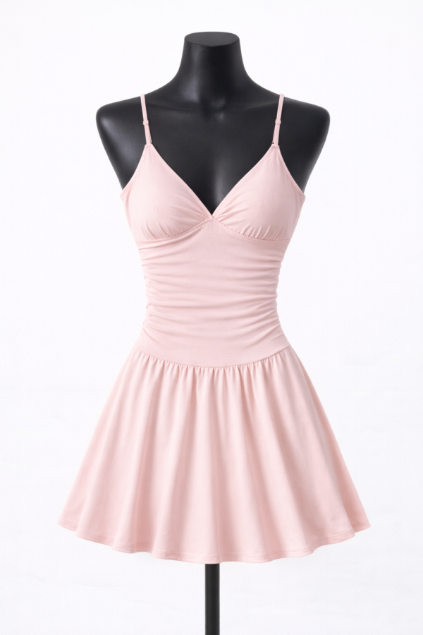 Y2Y V-Neck Ruched Mini Dress with Spaghetti Straps