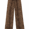 Womens High-Waisted leopard Print Wide-Leg Pants
