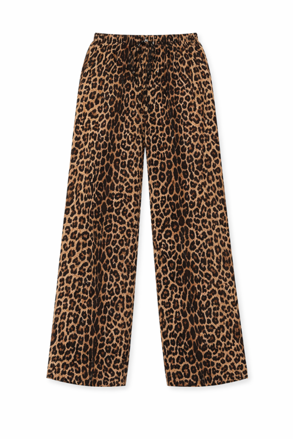 Womens High-Waisted leopard Print Wide-Leg Pants