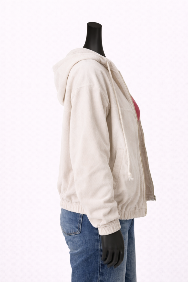 Relaxed Fit Teal Corduroy Zip Hoodie Jacket