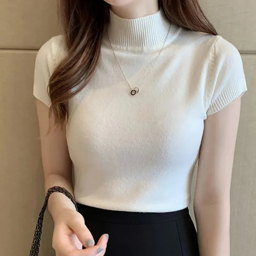 Slim Fit Ribbed Turtleneck Knit Top