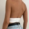White Cross Front Halter Crop Top
