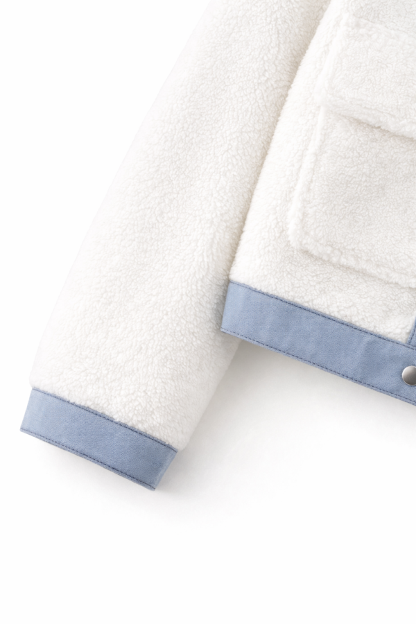 Contrast Trim Sherpa Button Jacket