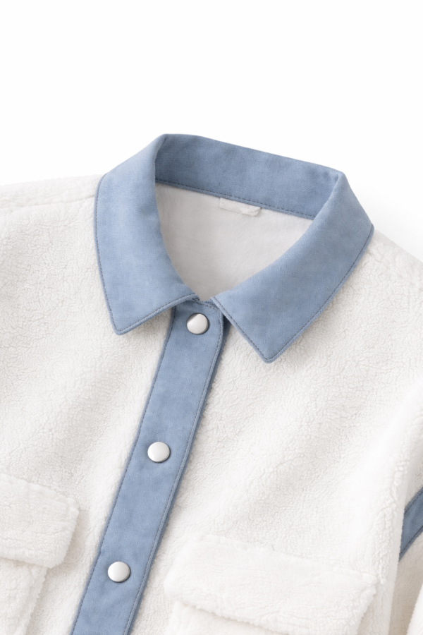 Contrast Trim Sherpa Button Jacket