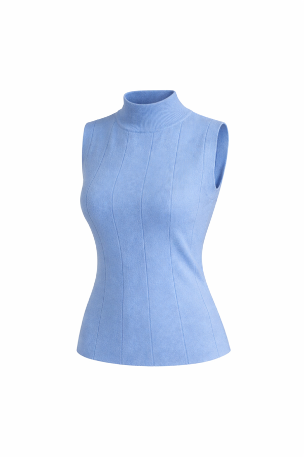 High Collar Sleeveless Knit Top