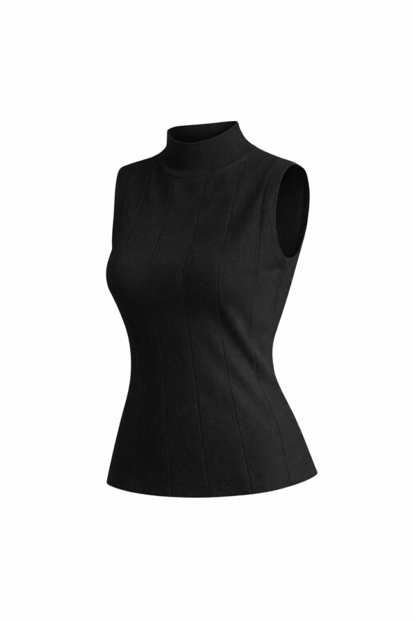 High Collar Sleeveless Knit Top