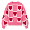 Pink Heart Check Sweater