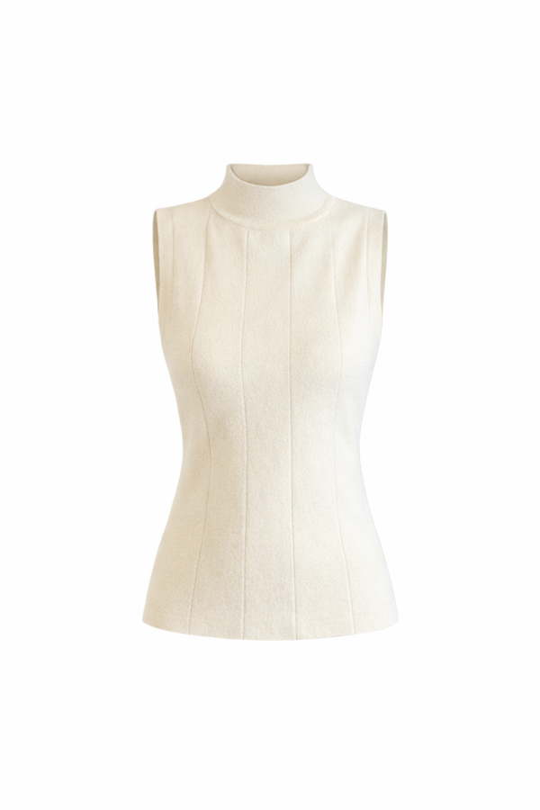 High Collar Sleeveless Knit Top